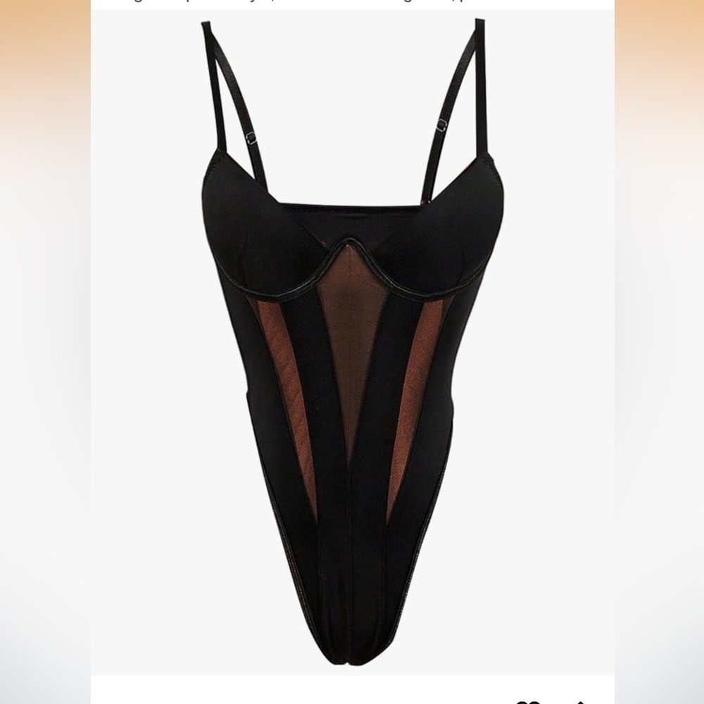Black Sheer Panel Bodysuit